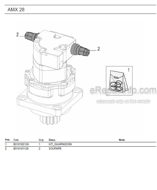 Photo 1 - Ammann AMX28 Parts Catalog Mini Excavator GER