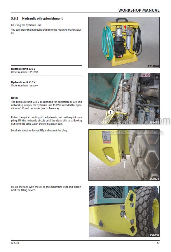 Photo 1 - Ammann ARS70 Workshop Manual Single Drum Roller PIN3001289