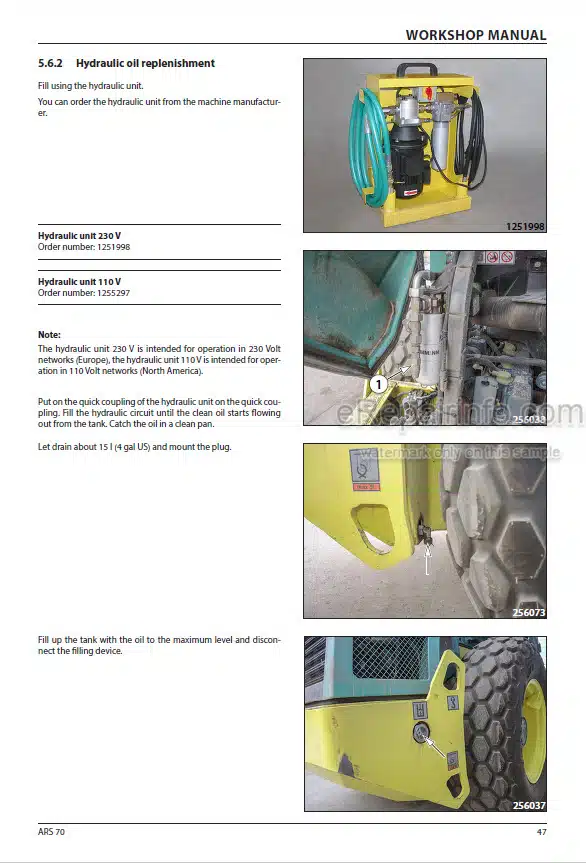 Photo 1 - Ammann ARS70 Workshop Manual Single Drum Roller PIN3001289