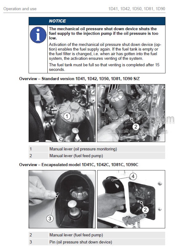 Photo 1 - Hatz 1D41 1D42 1D50 1D81 1D90 Operation Maintenance Manual Engine