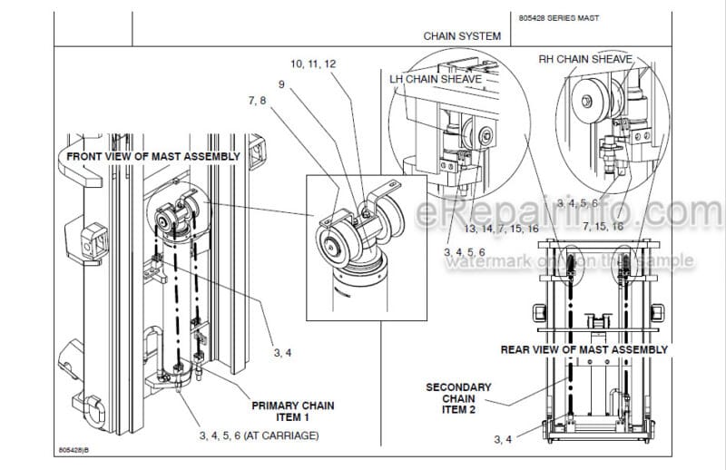 Photo 1 - Manitou 805428 Series Parts Manual 3 Stage Mast 809783