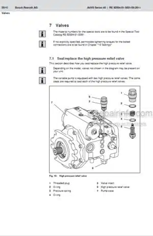 Photo 6 - Manitou Bosh A10VO A10VSO A10VNO A10VSNO Serie 10 Repair Manual Service Pump 647525EN