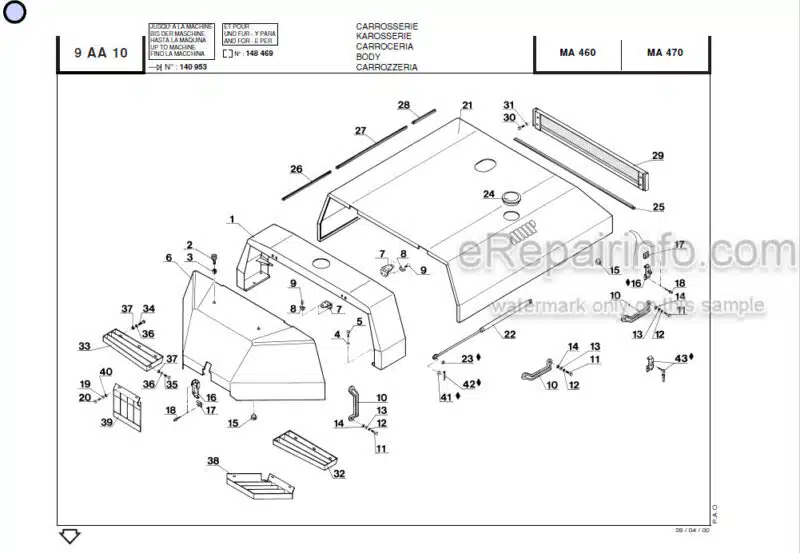 Photo 1 - Manitou MA460 MA470 Parts Manual Forklift 47970P