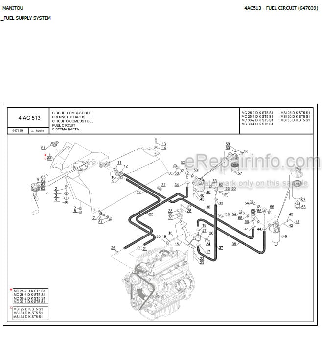 Photo 1 - Manitou MC25-2 To MSI35 D K ST5 S1 Genuine Parts Catalog Forklift 647839