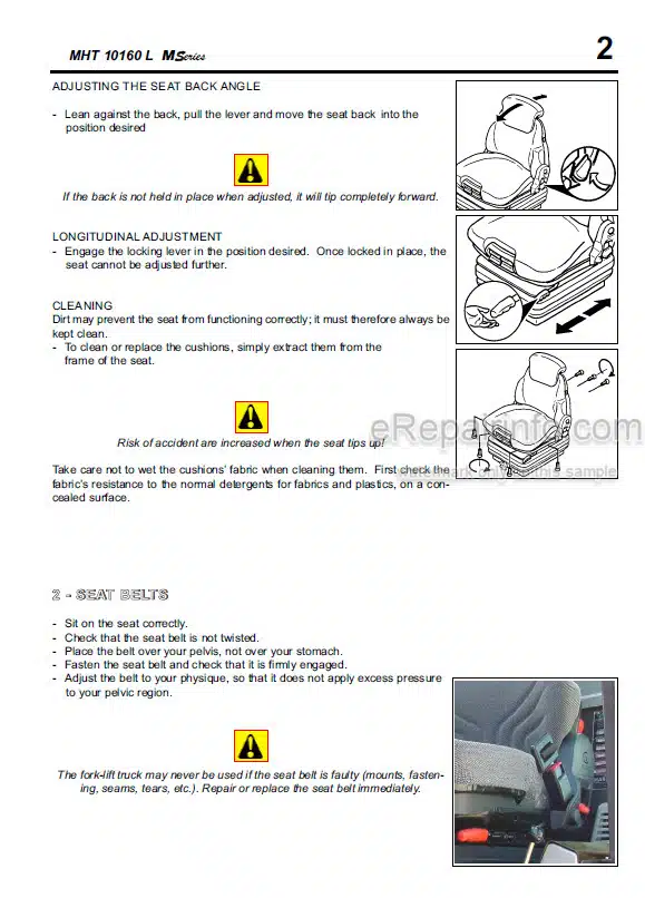Photo 1 - Manitou MHT10160 M Series E2 Operators Service Manual Telehandler 648272AS