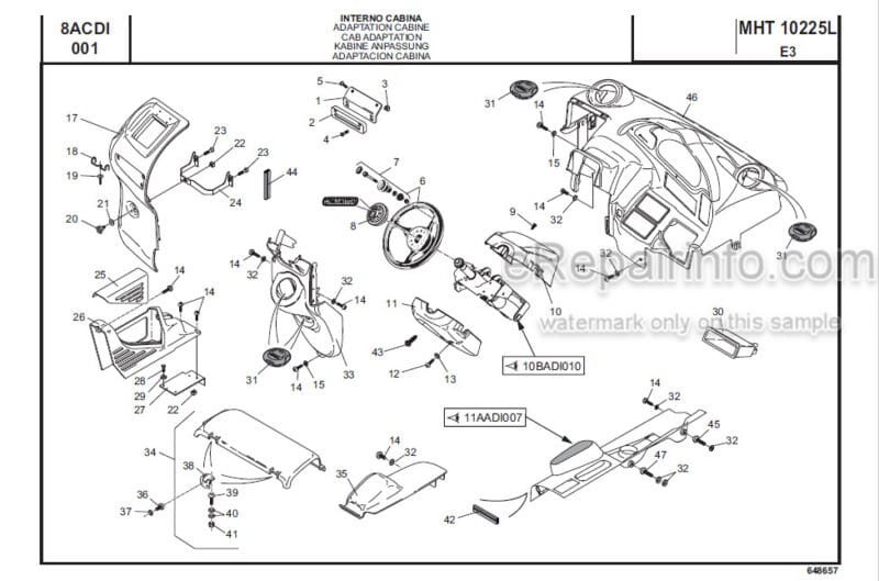 Photo 1 - Manitou MHT10225L E3 Parts Catalogue Telehandler 648657