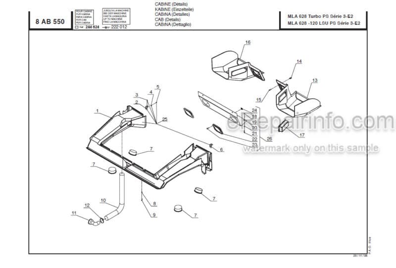 Photo 1 - Manitou MLA628-120LSU Powershift Series 3 E2 Parts Manual Telehandler 547866P