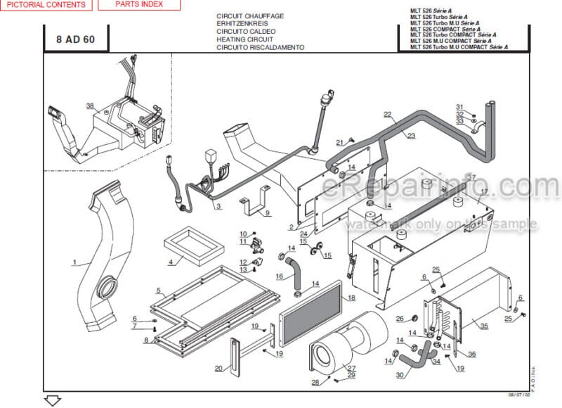 Photo 1 - Manitou MLT526 Turbo Compact Series A Parts Manual Telehandler 547777P