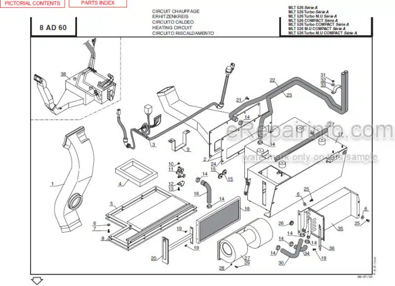 Photo 1 - Manitou MLT526 Turbo Compact Series A Parts Manual Telehandler 547777P