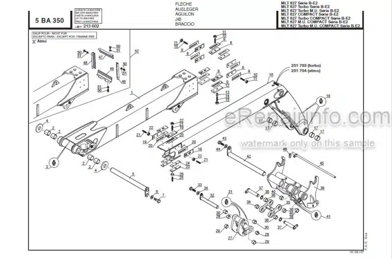 Photo 1 - Manitou MLT627T MU Series B E2 Compact Parts Manual Telehandler 547884P