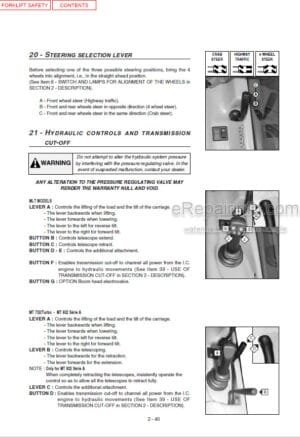 Photo 4 - Manitou MLT629T Series A To MT932 Series A Operators Manual Telehandler 547785AS