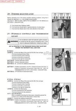 Photo 4 - Manitou MLT629T Series A To MT932 Series A Operators Manual Telehandler 547785AS