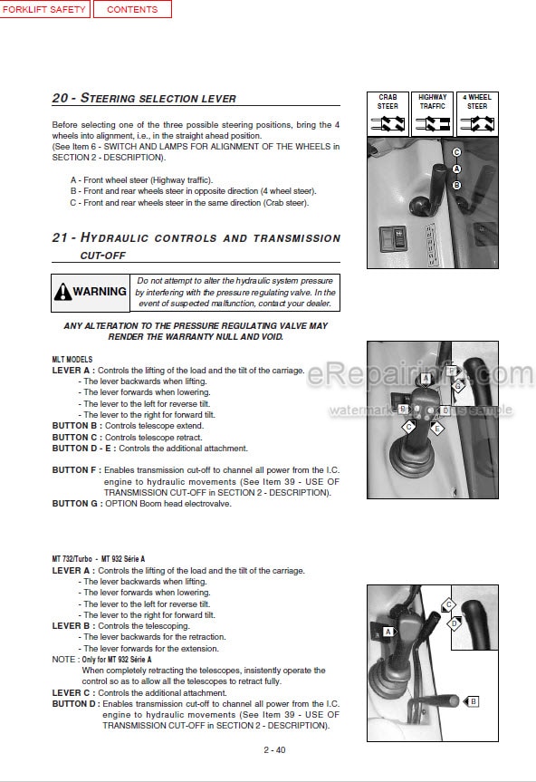 Photo 1 - Manitou MLT629T Series A To MT932 Series A Operators Manual Telehandler 547785AS