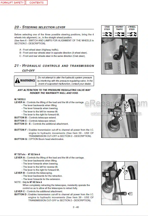 Photo 1 - Manitou MLT629T Series A To MT932 Series A Operators Manual Telehandler 547785AS