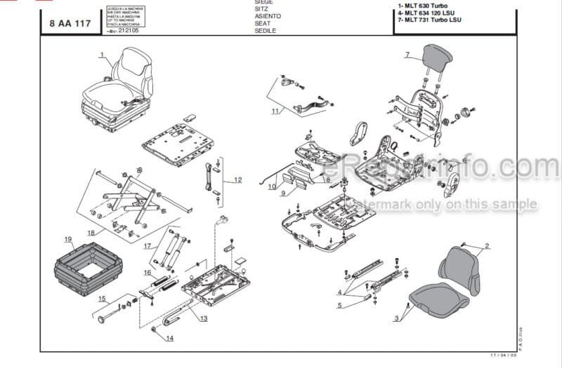 Photo 1 - Manitou MLT630T To MT732 Series B E2 Parts Manual Telehandler 547845P
