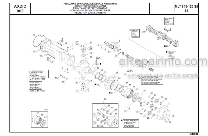 Photo 1 - Manitou MLT845-120 S5 E3 Parts Catalogue Telehandler 648616
