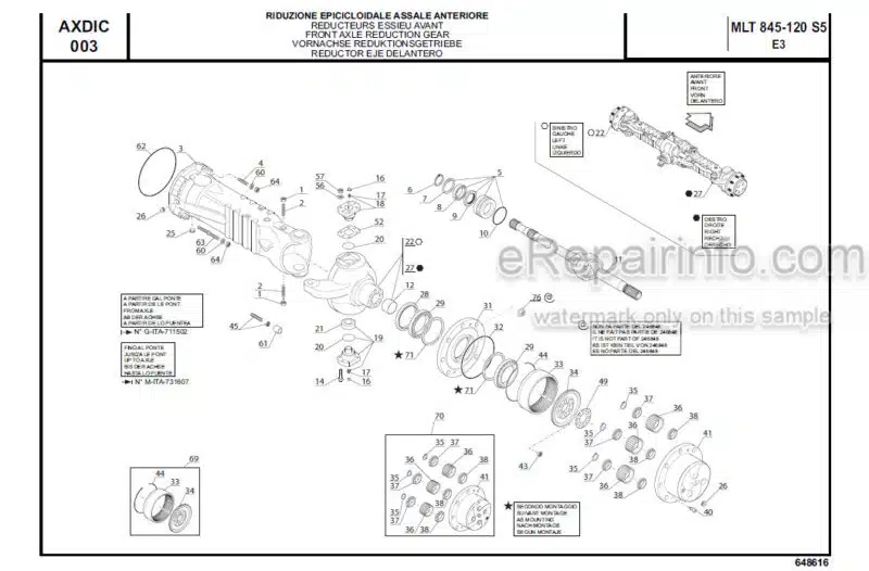 Photo 1 - Manitou MLT845-120 S5 E3 Parts Catalogue Telehandler 648616