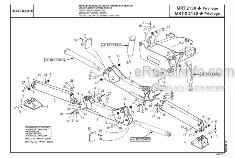 Photo 1 - Manitou MRT2150 MRT-X2150 Privilege Plus Parts Catalogue Telehandler CD648701