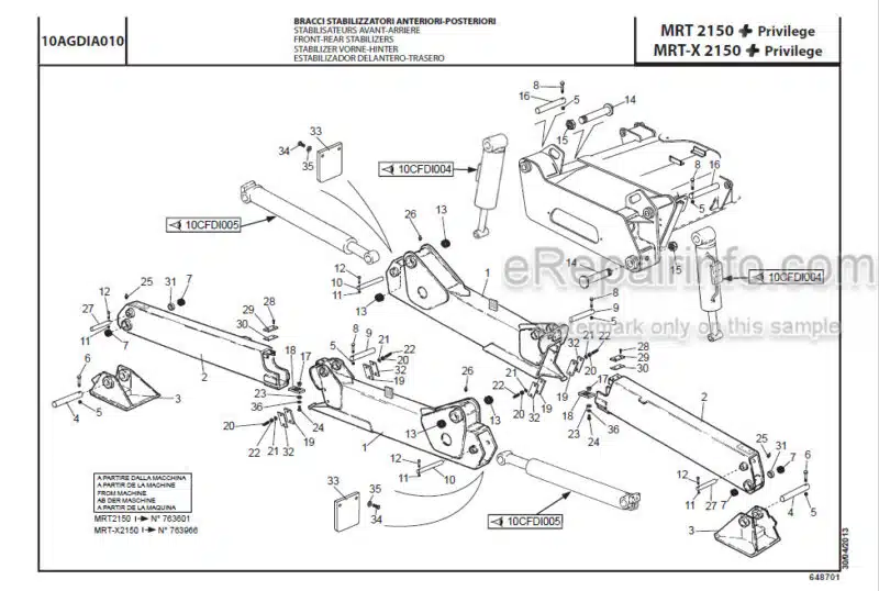 Photo 1 - Manitou MRT2150 MRT-X2150 Privilege Plus Parts Catalogue Telehandler CD648701