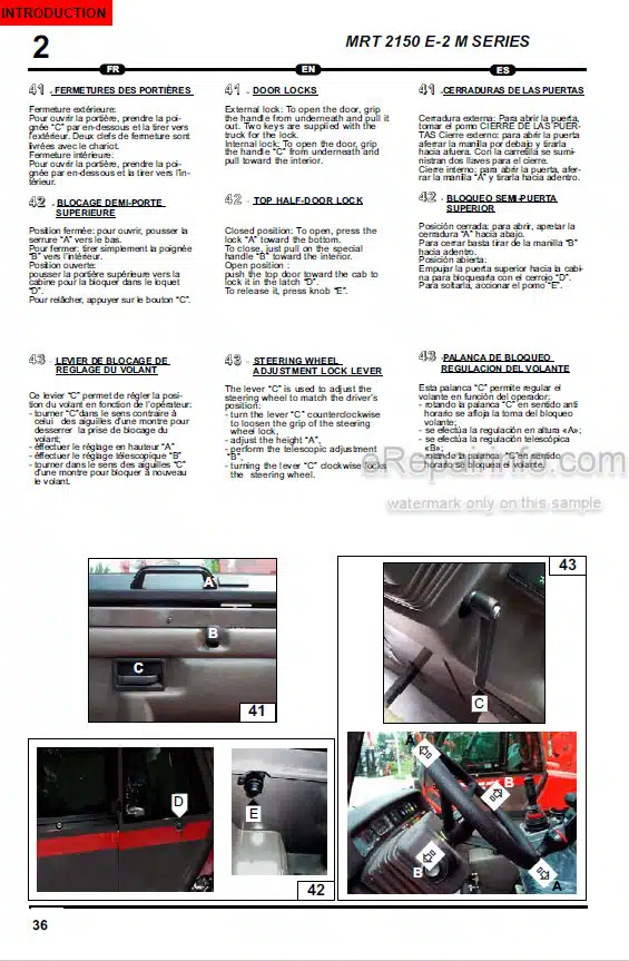 Photo 1 - Manitou MRT2150 M Series E2 Operators Service Manual Telehandler 648315AS SN2