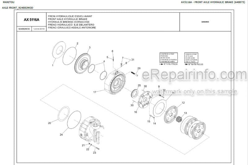 Photo 1 - Manitou MRT3255 MRT-X3255 Privilege Plus Genuine Parts Catalog Telehandler 648875
