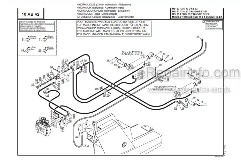 Photo 1 - Manitou MSI30D MH25-4 Turbo Series 2 E2 Parts Manual Forklift 547876P