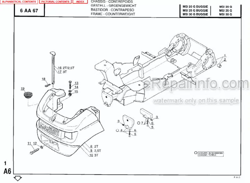 Photo 1 - Manitou MSI30LPG Parts Manual Forklift 547308P