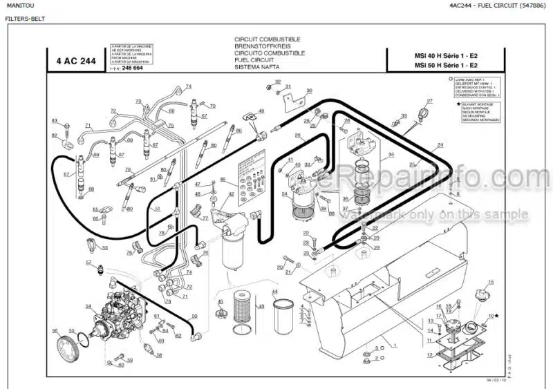 Photo 1 - Manitou MSI40H MSI50H Series 1 E2 Genuine Parts Catalogue Forklift 547886