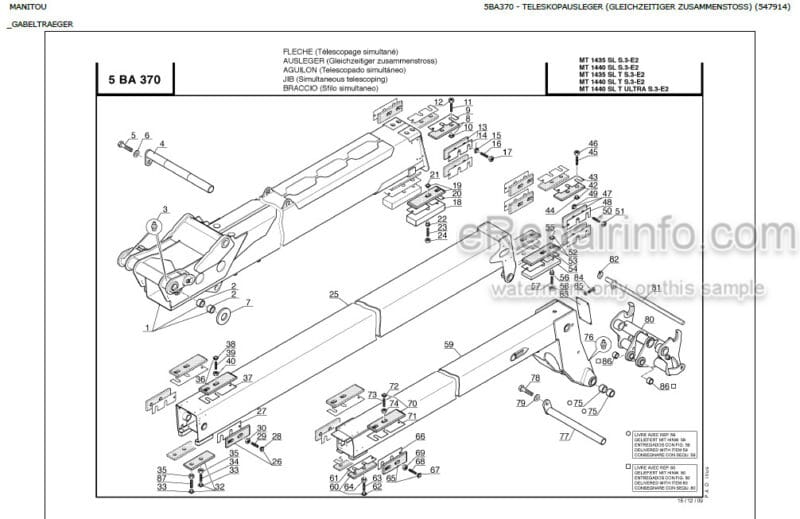 Photo 1 - Manitou MT1435 MT1440 SL S3 E2 T Ultra Genuine Parts Catalog Telehandler
