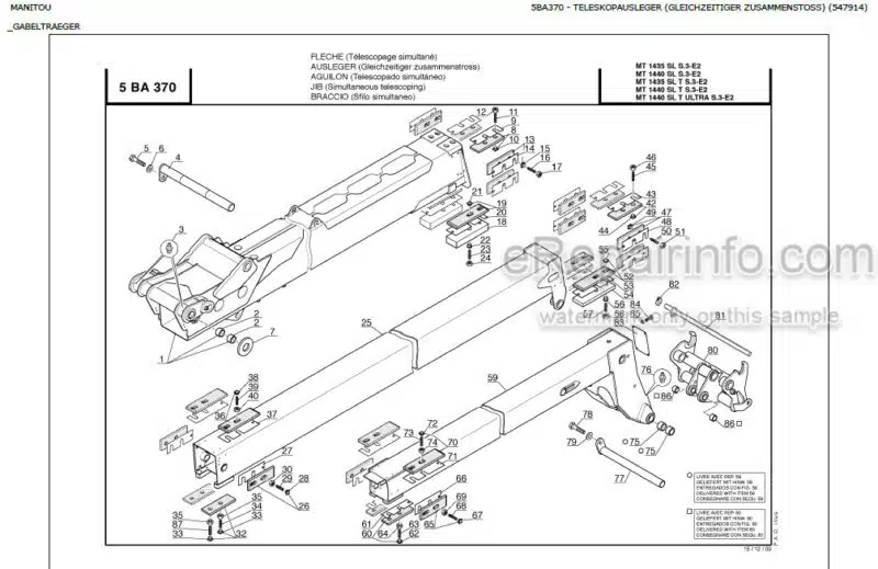 Photo 1 - Manitou MT1435 MT1440 SL S3 E2 T Ultra Genuine Parts Catalog Telehandler