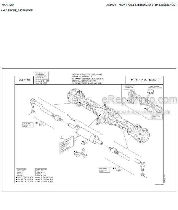 Photo 1 - Manitou MT732 MT932 ST3B Genuine Parts Catalog Telehandler 647449