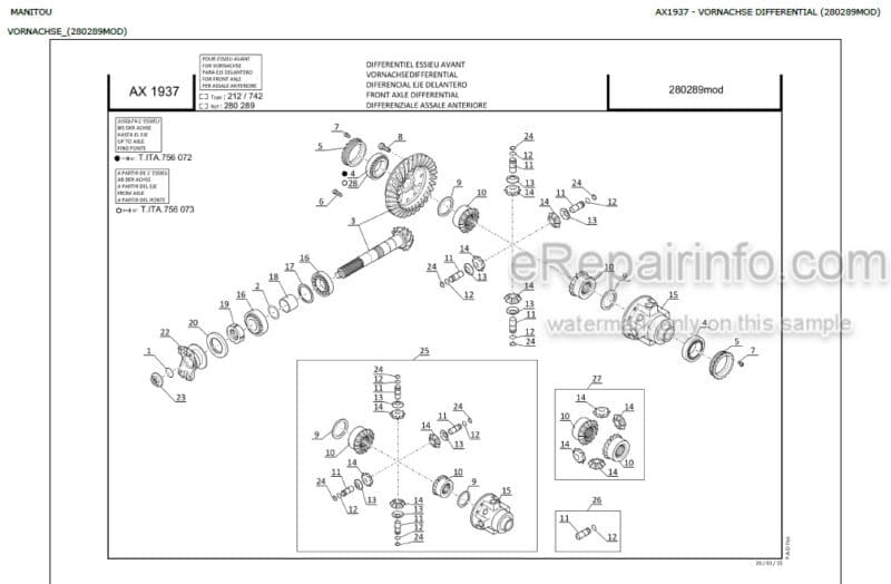 Photo 1 - Manitou MT835 ST3B Genuine Parts Catalog Telehandler 647104