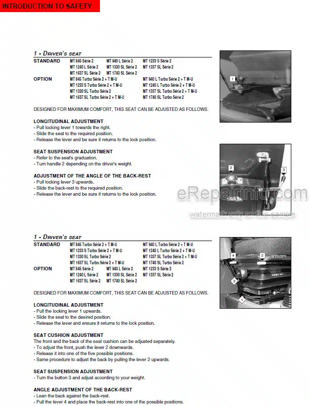 Photo 1 - Manitou MT940L-TW 120LS Series 2 Operators Service Manual Telehandler 547751AS