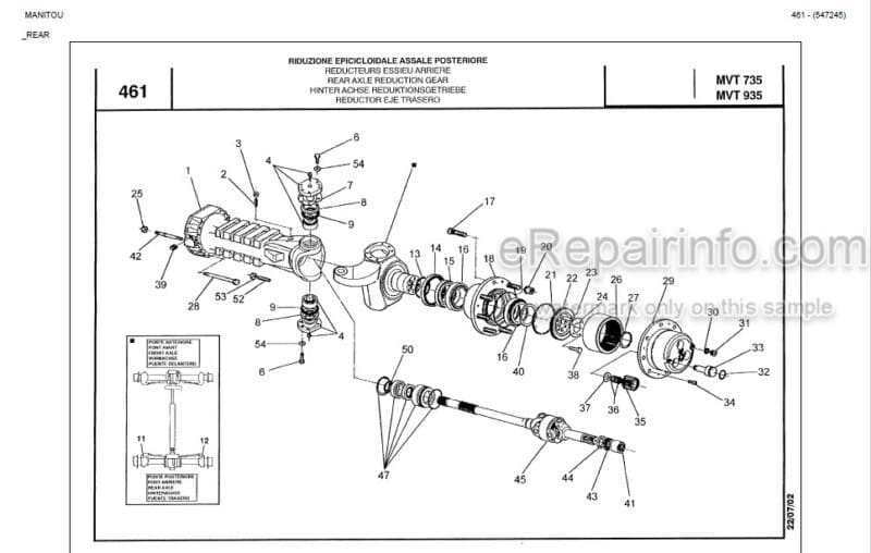Photo 1 - Manitou MVT935 Turbo Comfort Line MOT 1004 4 Genuine Parts Catalog Telehandler 547245