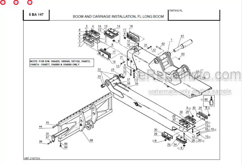 Photo 1 - Manitou TMT315FL Parts Manual Forklift 547633P