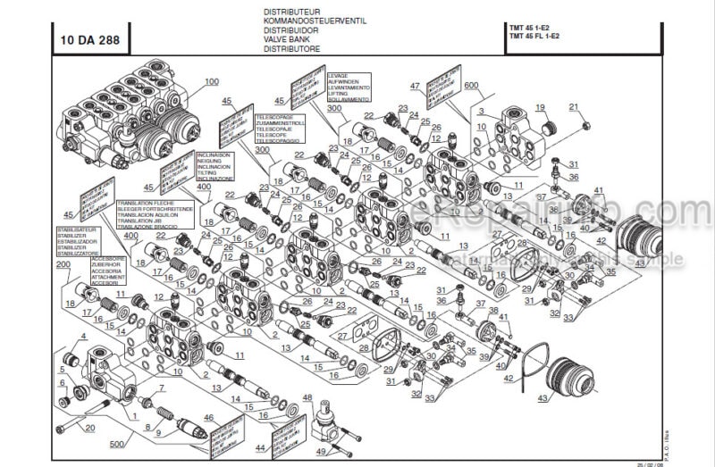 Photo 1 - Manitou TMT45 TMT45FL Series 1 E2 Parts Manual Forklift 809815