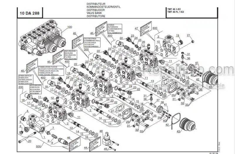 Photo 1 - Manitou TMT45 TMT45FL Series 1 E2 Parts Manual Forklift 809815