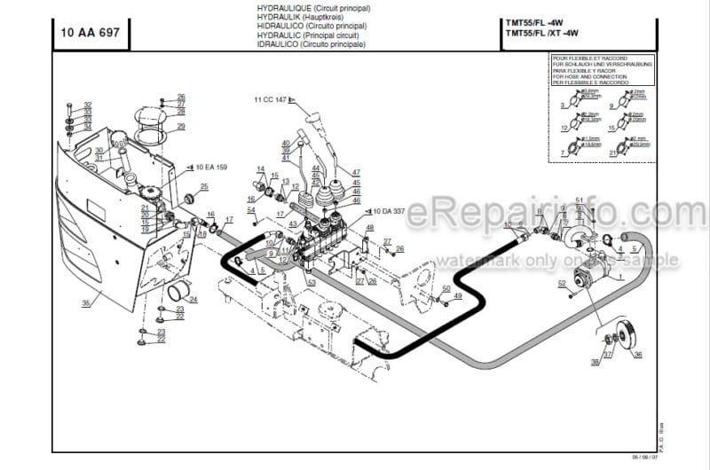 Photo 1 - Manitou TMT55 TMT55FL TMT55FL XT 4W Series 1 E2 Parts Manual Forklift 809819