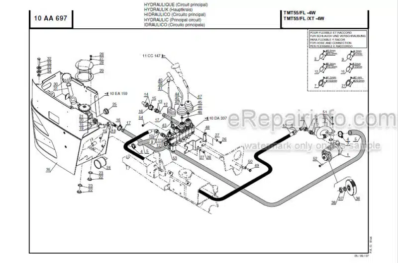 Photo 1 - Manitou TMT55 TMT55FL TMT55FL XT 4W Series 1 E2 Parts Manual Forklift 809819