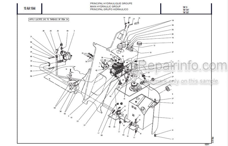 Photo 1 - Manitou TMT55 TMT55HT TMT55XT T3 Parts Manual Forklift 51900011
