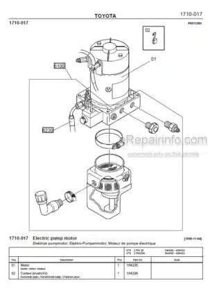 Photo 8 - Toyota 2PM18 2PM20 2PM20N Spare Parts Catalogue Powered Pallet Truck 177348 SN364690-406403