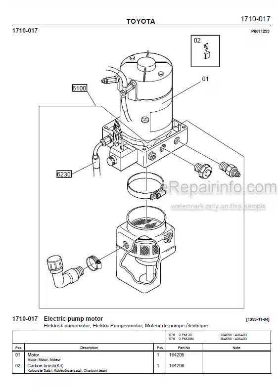 Photo 1 - Toyota 2PM18 2PM20 2PM20N Spare Parts Catalogue Powered Pallet Truck 177348 SN364690-406403