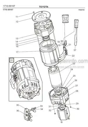 Photo 1 - Toyota 7FBRE16-1C 7FBRE16-2C 7FBRE16-3C Spare Parts Catalogue Reach Truck 220357 SN725406-