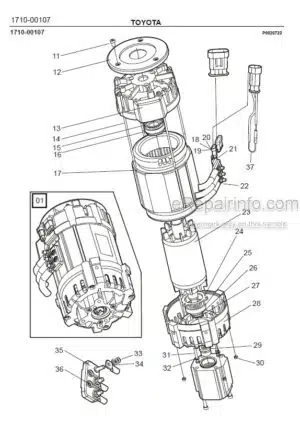 Photo 4 - Toyota 7FBRE16-1C 7FBRE16-2C 7FBRE16-3C Spare Parts Catalogue Reach Truck 226544 SN911801-