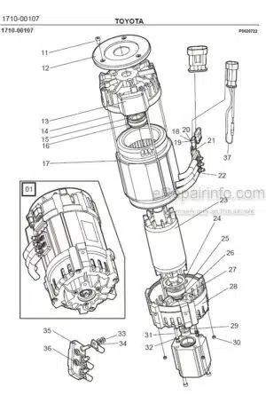 Photo 3 - Toyota 7FBRE16CC-1 7FBRE16CC-2 7FBRE16CC-3 Spare Parts Catalogue Reach Truck 228614 SN930971-