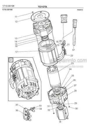 Photo 5 - Toyota 7FBRE25CC-1 7FBRE25CC-2 Spare Parts Catalogue Reach Truck 217081 SN709569-