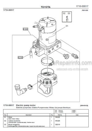 Photo 5 - Toyota 7PM18 7PM20 7PM20N Spare Parts Catalogue Powered Pallet Truck 232981 SN936513-