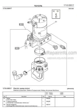 Photo 6 - Toyota 7PM18 7PM20 7PM20N Spare Parts Catalogue Powered Pallet Truck 232981 SN936513-