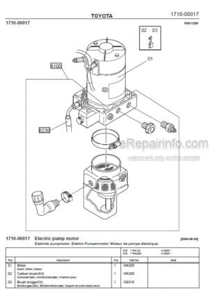 Photo 2 - Toyota 7PM18 7PM20 7PM20N Spare Parts Catalogue Powered Pallet Truck 243221 SN963650-