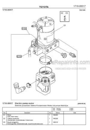 Photo 3 - Toyota 7PM18 7PM20 7PM20N Spare Parts Catalogue Powered Pallet Truck 243221 SN963650-